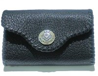 Buffalo Leather Coin & Card Case (Black)