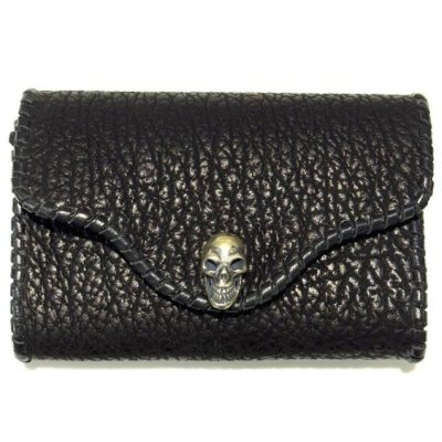 画像1: Shark Leather Coin Card Case With Lacing