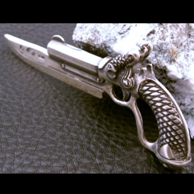 画像6: Double Barrel 50 Caliber Pistol Knife Pendant