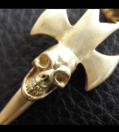 画像18: 10k Gold Half Single Skull Dagger Round Bottom Pendant(Mud Finish)