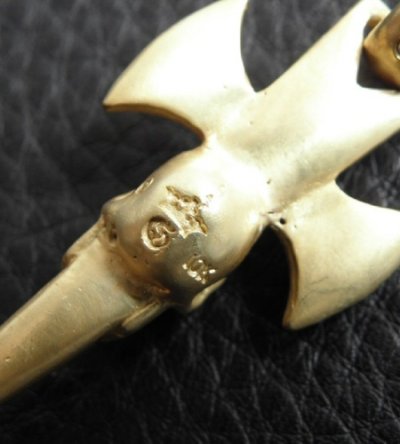 画像17: 10k Gold Half Single Skull Dagger Round Bottom Pendant(Mud Finish)