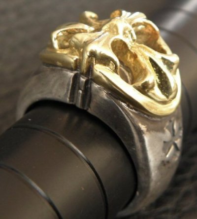 画像13: 10k Gold Cross Oval On Silver Ring