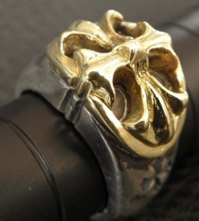 画像7: 10k Gold Cross Oval On Silver Ring