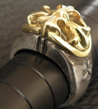 画像17: 10k Gold Cross Oval On Silver Ring