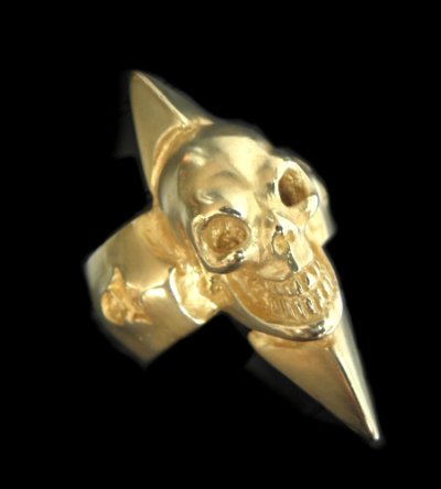 画像1: 10k Gold Skull with Spike Ring