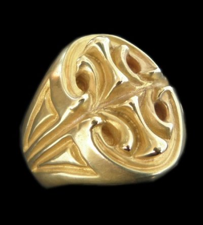 画像1: 10k Gold Sculpted Oval Signet Ring