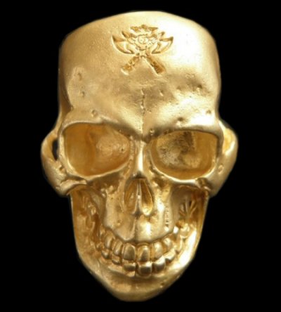 画像1: Gold Large Skull Ring With Jaw (Mat Color Finish)