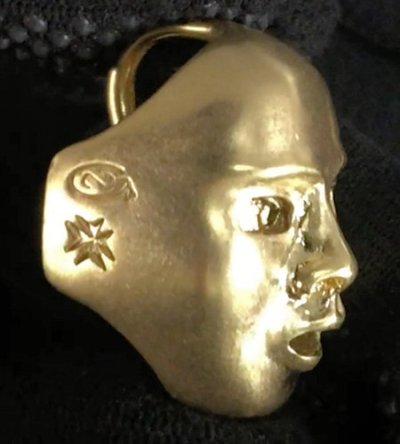 画像12: 10k Gold Face Pendant (Mud Green Gold Finish)