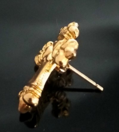 画像5: 10k Gold 1/128 4Heart Long Crown Cross Pierce