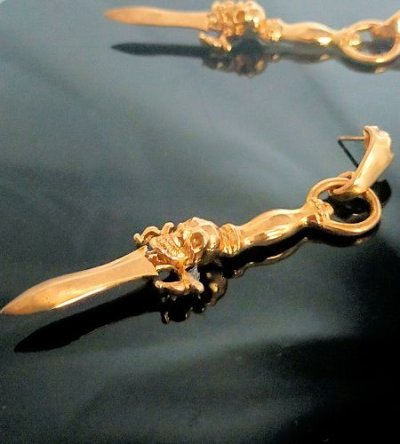 画像11: 10k Gold Quarter Skull On Dagger Pierce