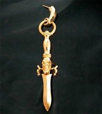 10k Gold Quarter Skull On Dagger Pierce