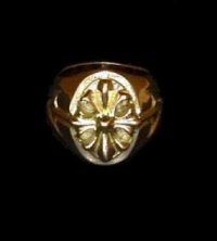 18k Cross Oval Signet Ring