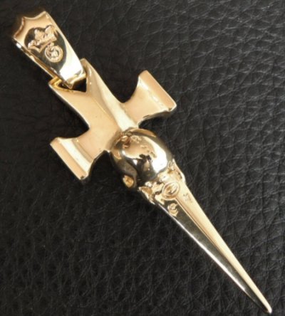 画像3: 18k Gold Single Skull Dagger Square Bottom Pendant