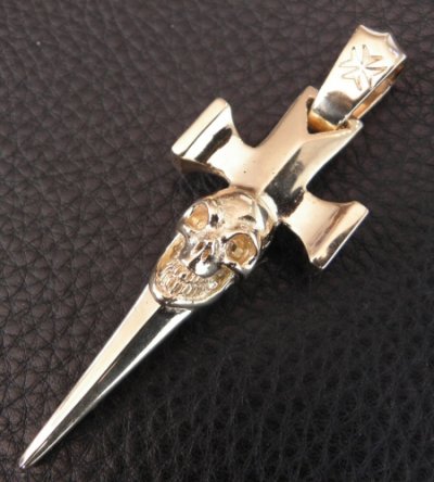 画像4: 18k Gold Single Skull Dagger Square Bottom Pendant