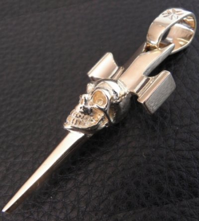 画像6: 18k Gold Single Skull Dagger Square Bottom Pendant