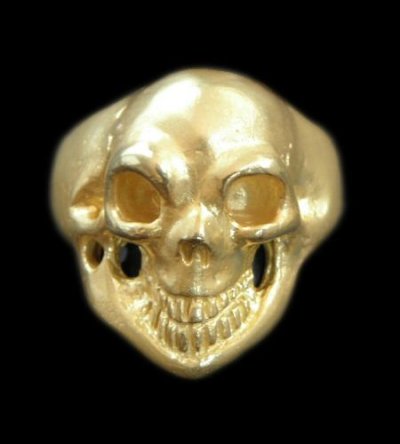 画像1: 10k Gold Old Single Skull Ring