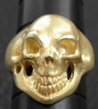 画像10: 10k Gold Old Single Skull Ring (Pure Gold Color Finish)