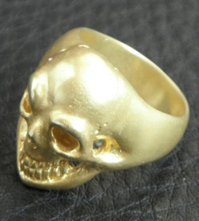 画像2: 10k Gold Old Single Skull Ring (Pure Gold Color Finish)