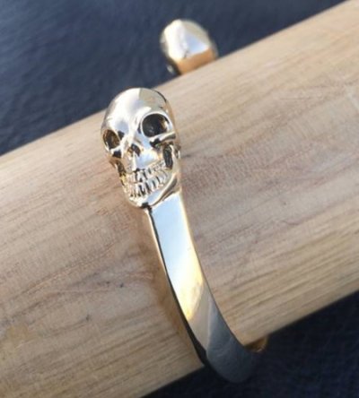 画像8: 18k Gold Half Size Skull Triangle Wire Bangle