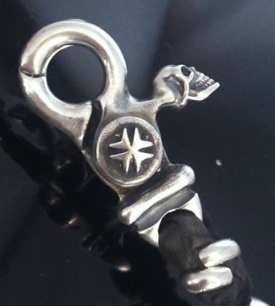 画像2: Skull Clip With Skull beads braid Leather Key Chain