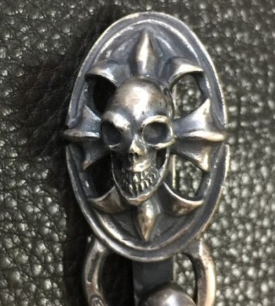 画像2: Skull On Cross Oval Keeper With Smooth Anchor Chain & H.W.O Key Chain