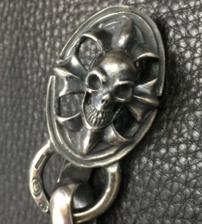 画像3: Skull On Cross Oval Keeper With Smooth Anchor Chain & H.W.O Key Chain