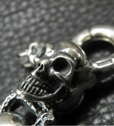 画像7: Skull on clip With maltese cross H.W.O & chiseled anchor key ring