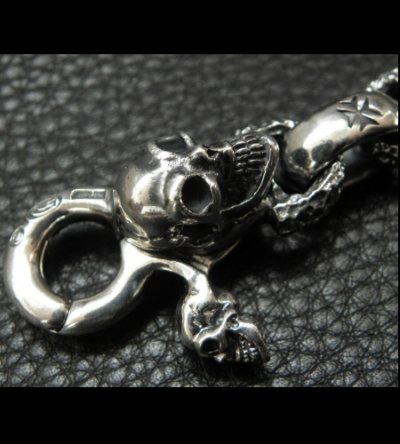 画像20: Skull on clip With maltese cross H.W.O & chiseled anchor key ring