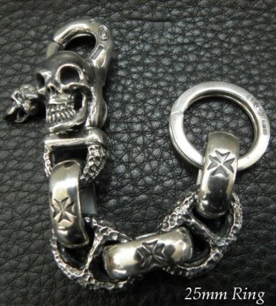 画像18: Skull on clip With maltese cross H.W.O & chiseled anchor key ring