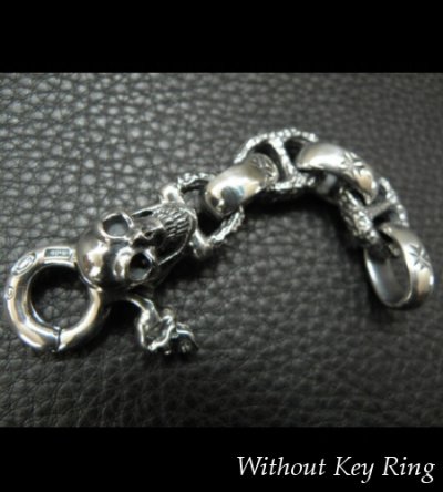 画像17: Skull on clip With maltese cross H.W.O & chiseled anchor key ring