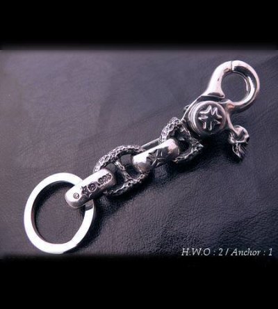 画像5: Skull on clip With maltese cross H.W.O & chiseled anchor key ring