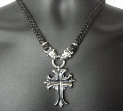画像12: Quarter grooved cross With Quarter 2bulldogs braid leather necklace