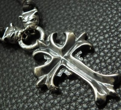 画像2: Quarter grooved cross with Quarter 2bulldogs braid leather necklace