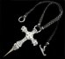 画像1: Half Hammer Cross With 2Skull & Double Face Dagger Necklace (1)