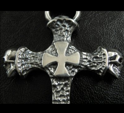 画像8: Half Hammer Cross With 2Skull & Double Face Dagger Necklace