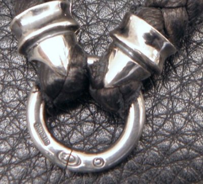 画像7: C-ring With 2 Smooth Bolo Neck Clamps & Quarter Bulldog Braid Leather Necklace