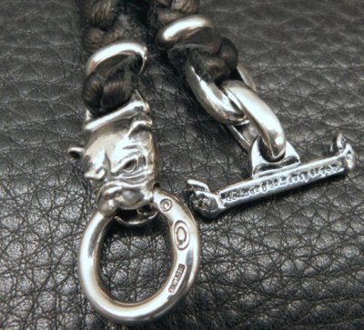 画像5: C-ring With 2 Smooth Bolo Neck Clamps & Quarter Bulldog Braid Leather Necklace