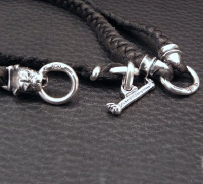 画像3: C-ring With 2 Smooth Bolo Neck Clamps & Quarter Bulldog Braid Leather Necklace