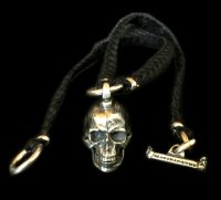 Large Skull Pendant With Braid Leather Necklace