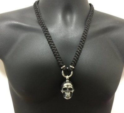 画像13: Large Skull Pendant With Braid Leather Necklace
