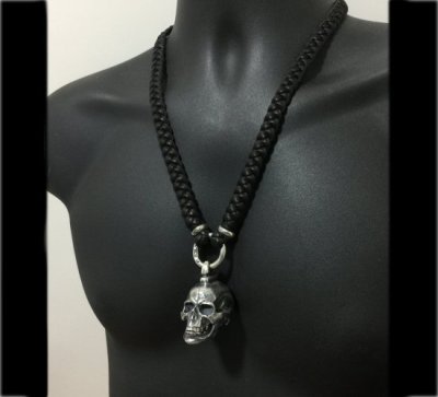 画像12: Large Skull Pendant With Braid Leather Necklace