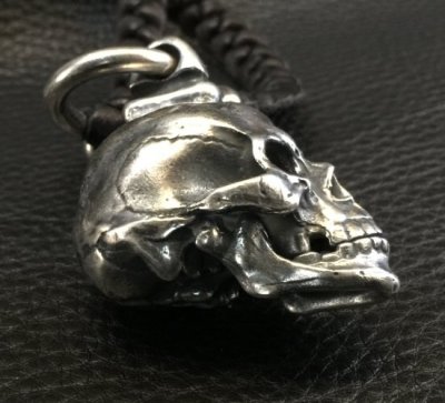 画像4: Large Skull Pendant With Braid Leather Necklace