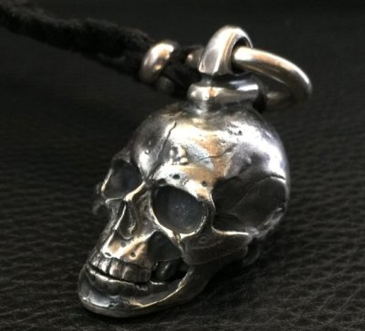 画像3: Large Skull Pendant With Braid Leather Necklace