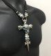 画像9: Large Skull On 2Skulls Hammer Cross Double Face Dagger With 2Panthers Braid Leather Necklace