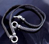 C-ring With Quarter Braid Leather Necklace (Platinum Finish)