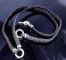 画像1: C-ring With Quarter Braid Leather Necklace (Platinum Finish) (1)
