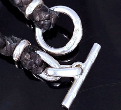 画像5: C-ring With Quarter Braid Leather Necklace (Platinum Finish)