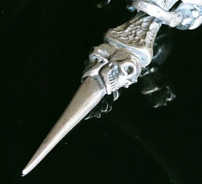 画像5: Large Skull On 2 Skulls Hammer Cross Double Face Dagger With 2 Old Bulldogs Braid Leather Necklace