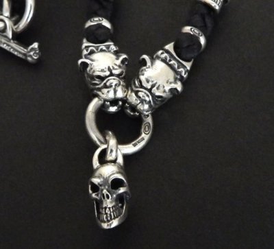 画像3: Half Single Skull & 2Half Old Bulldogs With braid leather necklace On 2Half Skulls