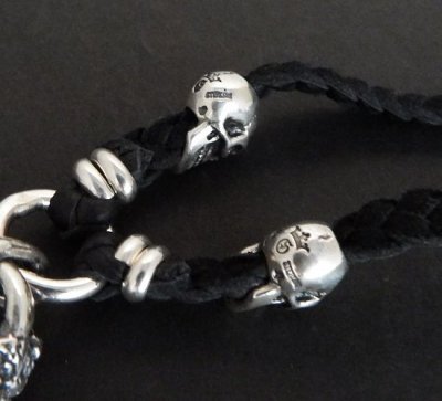 画像17: Half Lion With 2 Half Skulls braid leather necklace